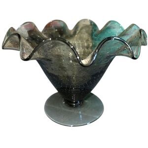 Vintage Smokey Gray Pilgrim Glass Footed Bowl
